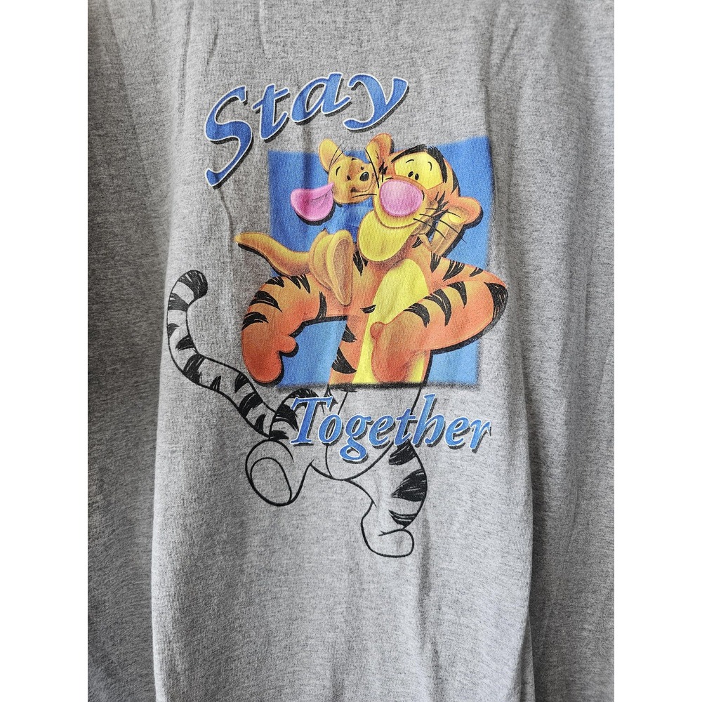 Vintage Disney Tigger Shirt Mens XL Gray Friends Stay Together Pooh 90s Cartoon - Picture 4 of 7